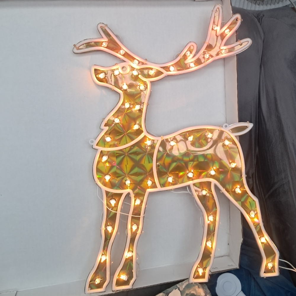 Festive Gold Reindeer Light Display